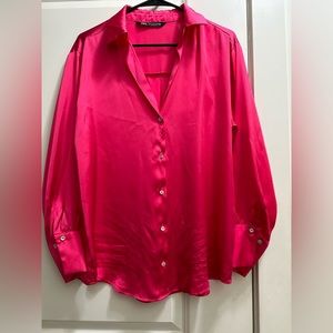 Zara Satin Effect Blouse, Size Medium
